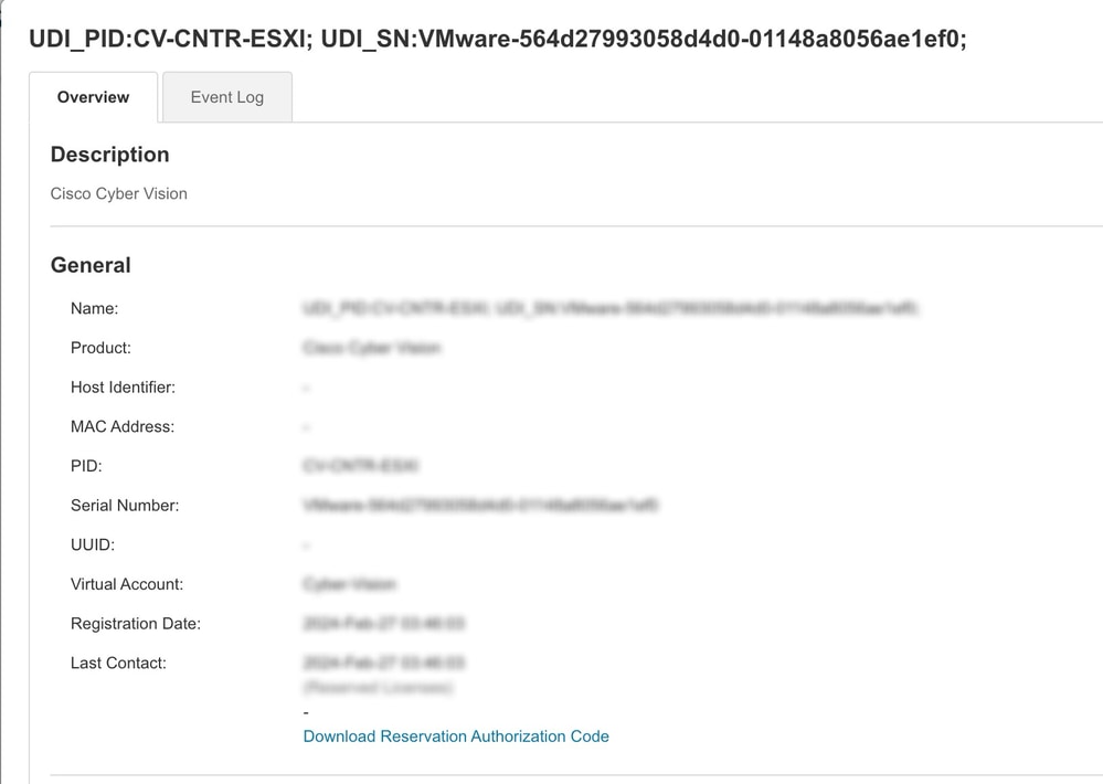 Reservierungsautorisierungscode in CSSM