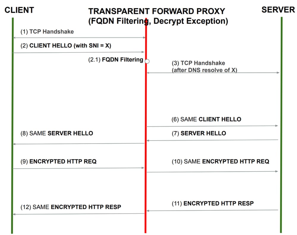 Image - Proxy de transfert transparent (avec exception de déchiffrement)