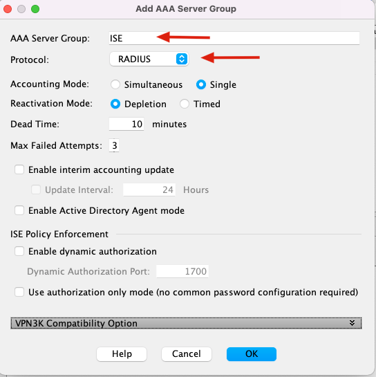 AAA Server Groups config