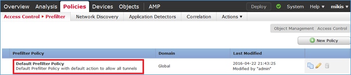 Step 1 - Navigate to Policies, Access Control, Prefilter