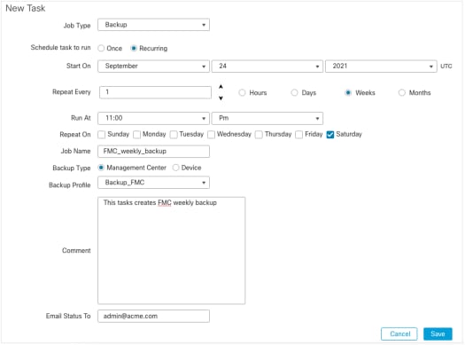 FMC 6.6.1+ Upgrade Tips - Backup Management page allows administrators to define backups for the FMC and Sensors