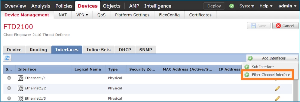 Configuration depuis FMC