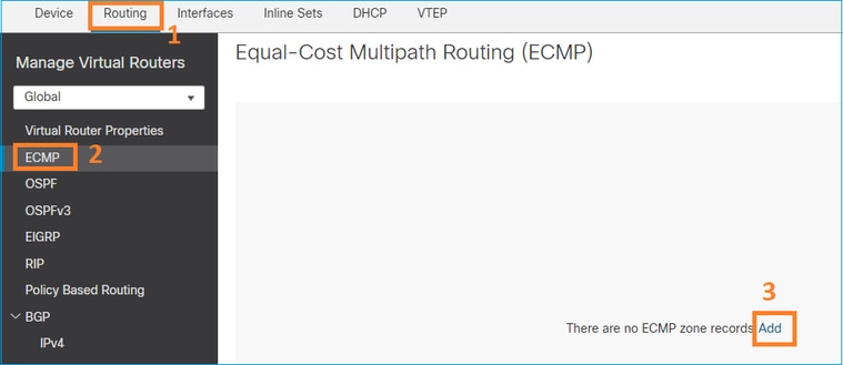 ECMP FMC 사용자 인터페이스 컨피그레이션