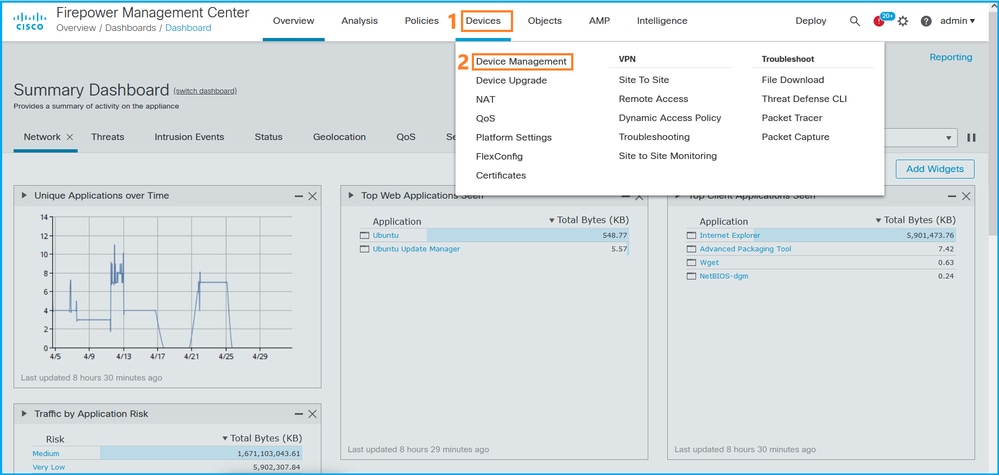 Summary Dashboard Device Management