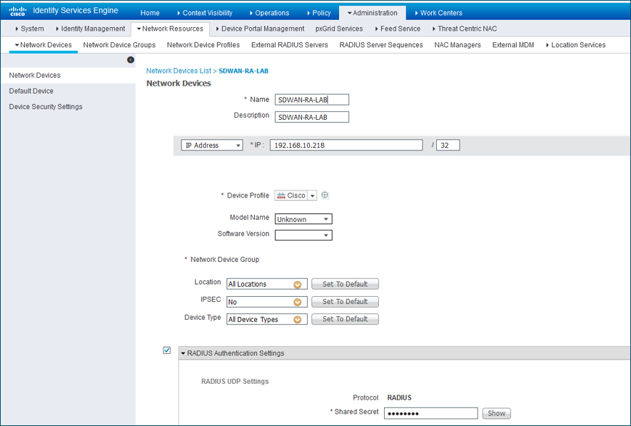 Network Device ISE