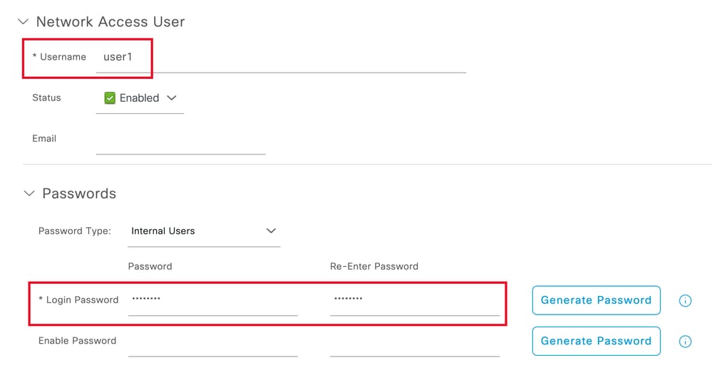 Nome utente e password