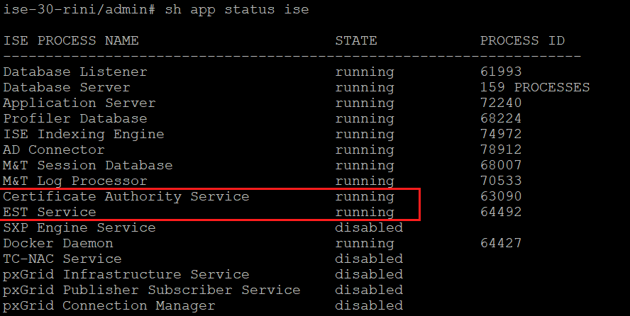 Verifying CA and EST Services on CLI