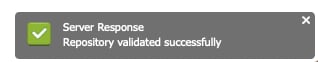 Mensagem de repositório validado com êxito