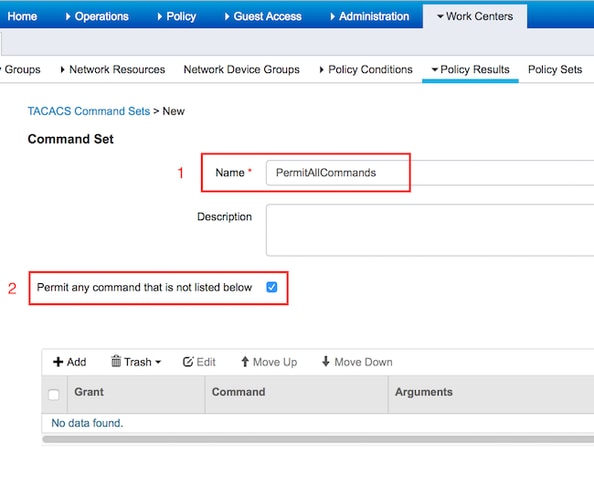 Configure TACACS Command Sets