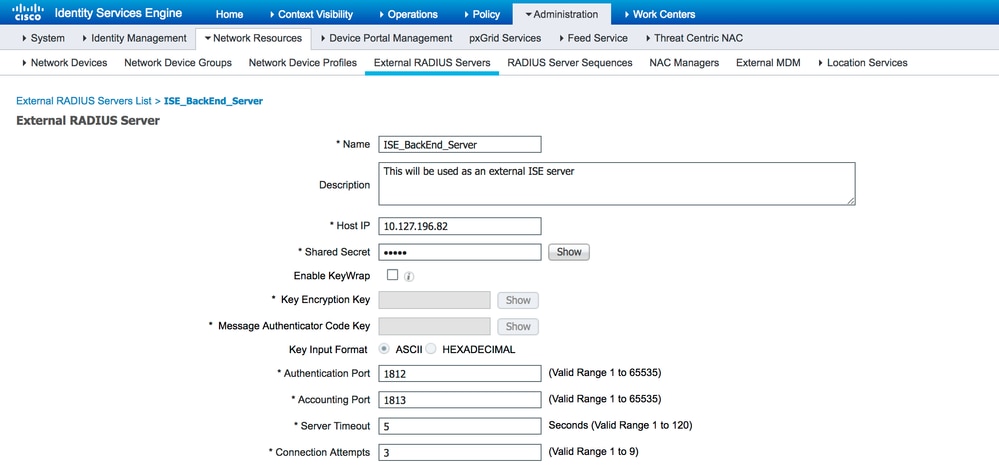 Configuración de varios servidores RADIUS externos para la autenticación de usuarios en ISE