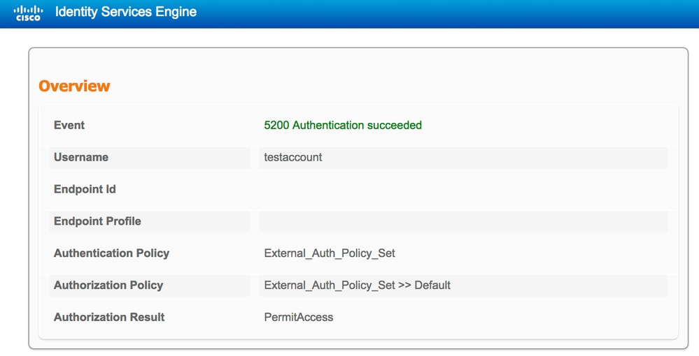 「Continue to Authorization Policy on Access-Accept」が選択されている場合の認可ポリシーの評価の確認