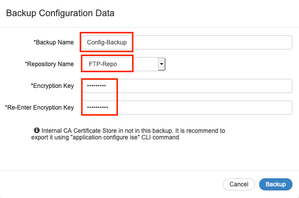 Datos de configuración de backup