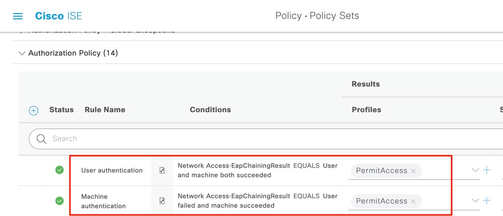 Configuration de Cisco ISE - Authentification des utilisateurs et des machines