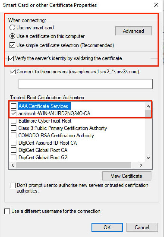 Configuration du demandeur natif Windows - Services de certificats AAA