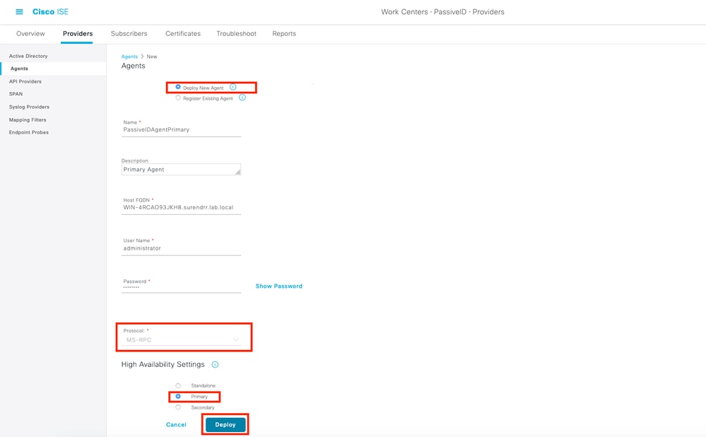 Configurar ISE para PassiveID Agent - Implantar um novo agente