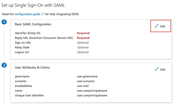 Edit Single Sign-On Configuration