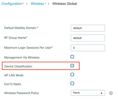 Device Classification Configuration