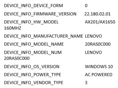 Exemplo de Atributos de Ponto Final do Windows 10