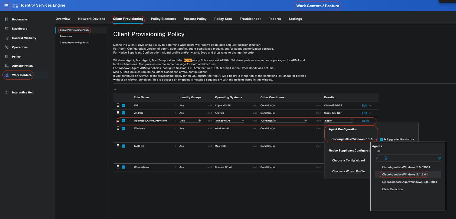 Agentless Client Provisioning Policy