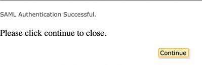 SAML Authentication Successful message