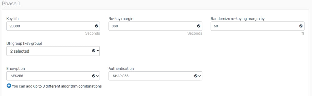 Sophos - IPsec 프로필 - 1단계