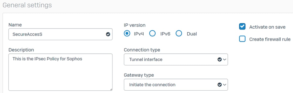 Sophos - Site-to-Site VPN - 일반 설정