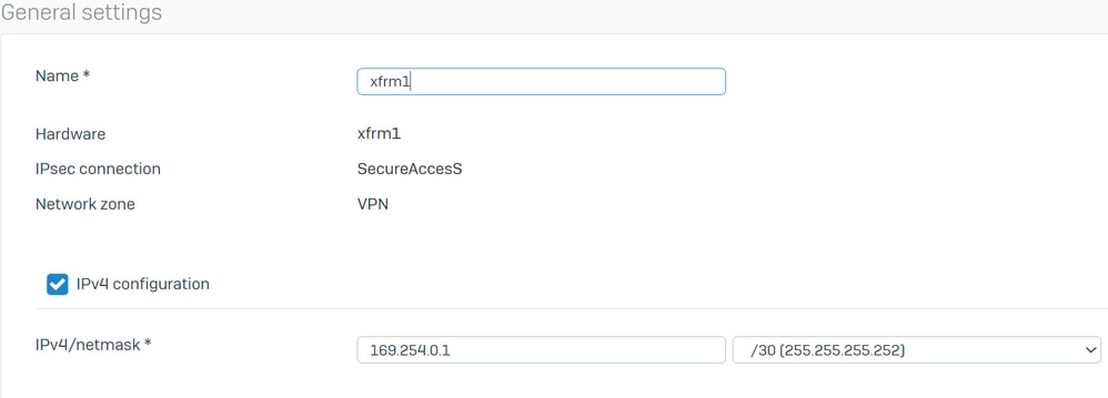 Sophos - Rede - Interface de túnel - Configuração