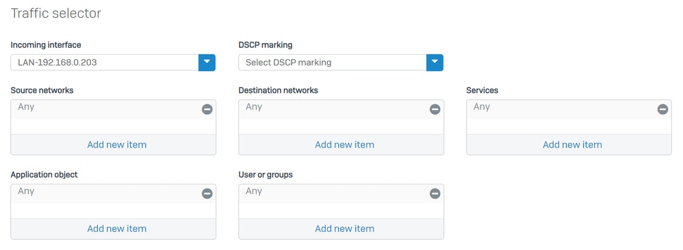 Sophos - SD-Wan 경로 - 트래픽 선택기