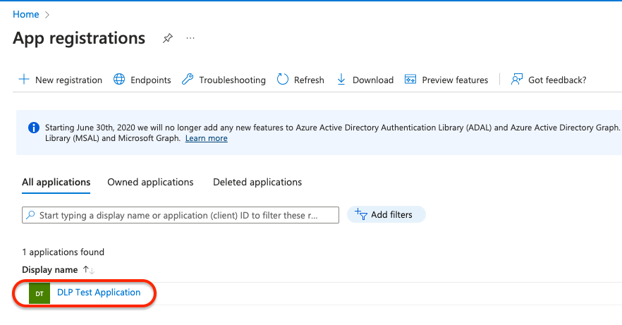 Azure - DLP Registered