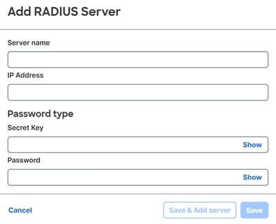 安全訪問- Radius伺服器配置