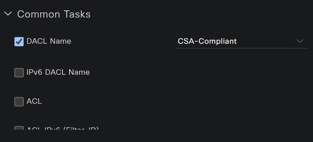 ISE - Autorisierungsprofil - DACL CSA-konform