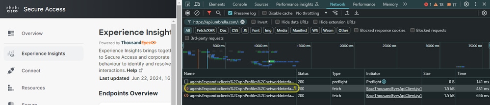 ThousandEyes - Problembehebung für Entwicklertools 2