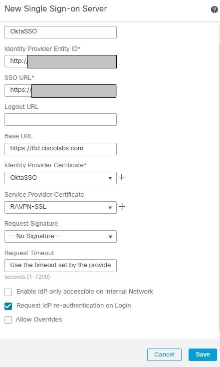 FMC SSO Configuration