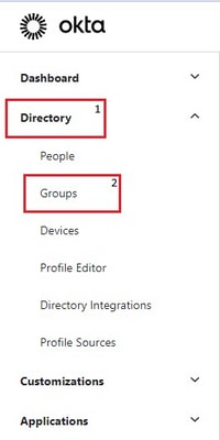 Okta Directory Group Navigation