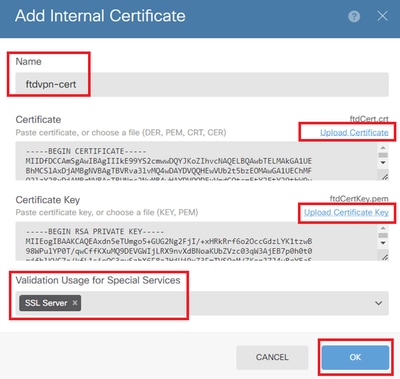 Detalles del certificado interno