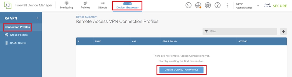 Add Remote Access VPN Connection Profile