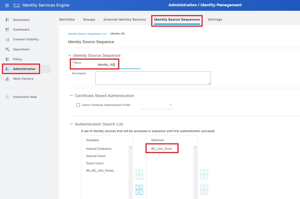 Identity Source Sequences toevoegen