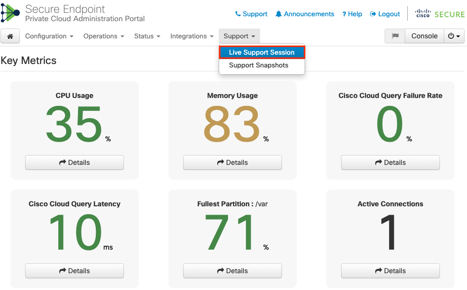 Navigate OPadmin portal main mage then Support then Live Support Session