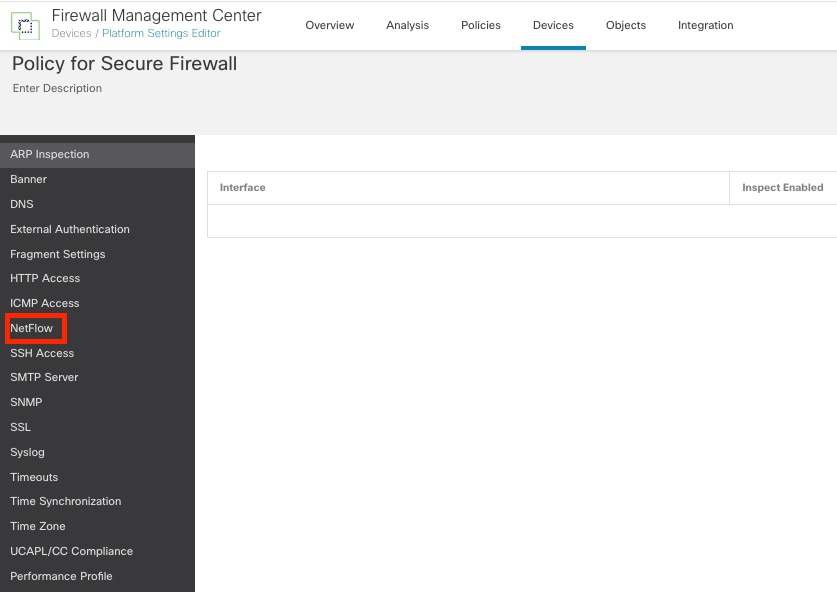 Acessando as configurações do NetFlow