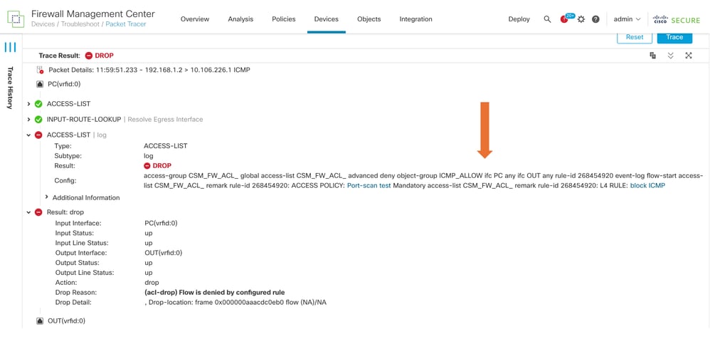 Trace Result DROP