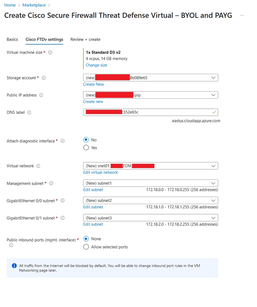 Impostazioni Cisco FTDv.