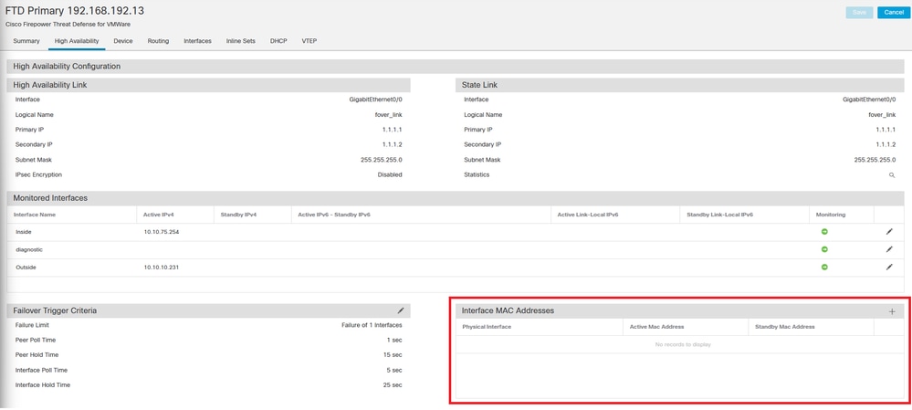 Caixa Interface MAC Addresses