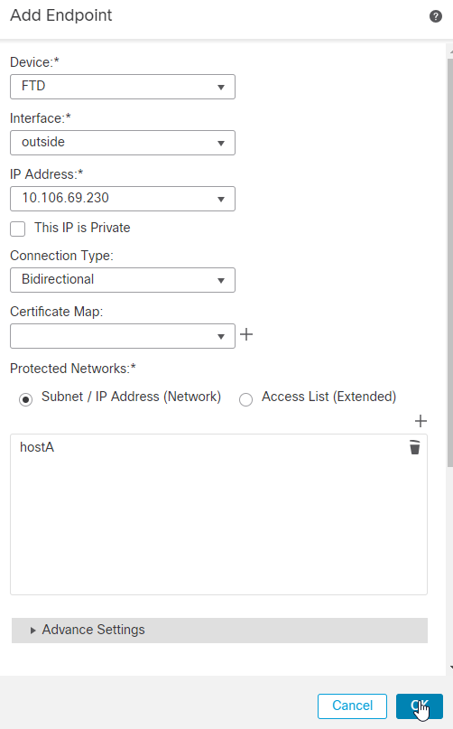 HostA Added in Protected Networks