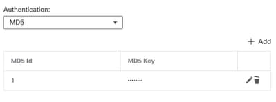 Configuração de chave MD5