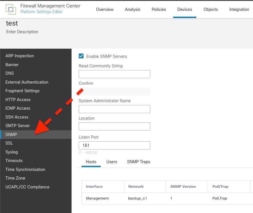 Configurazione SNMP