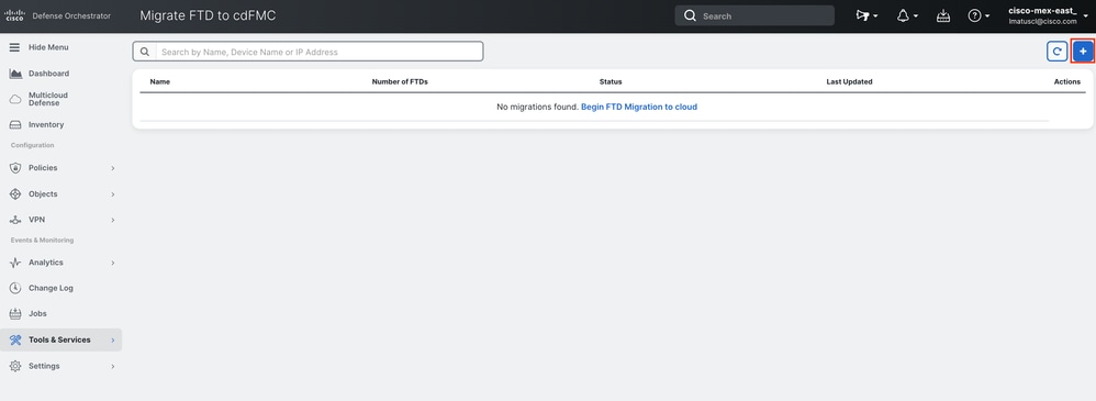 Afbeelding 8. FTD migreren naar CDFMC.