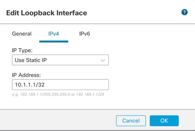 Afbeelding 4. Configuratie van IP-adres voor terugbellen