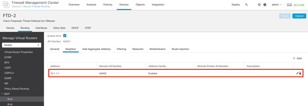 Afbeelding 20. BGP op peer configureren