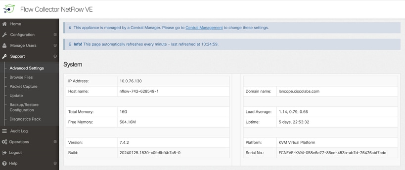 SNA Flow Collector Home Page Screenshot