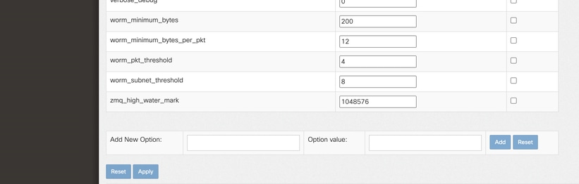 Schermata Advanced Settings